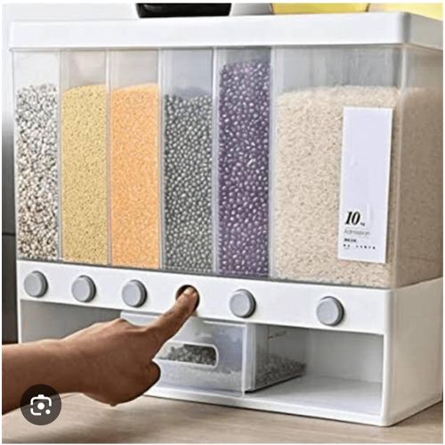 product_image_name-Generic-6-Compartment Multifunctional Cereal & Rice Dispenser – 10KG Capacity-1