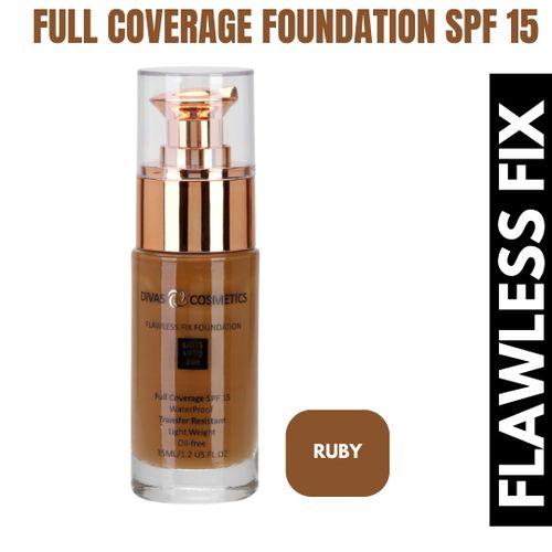 product_image_name-Divas cosmetics-Flawless Fix Foundation SPF 15 ~ 24 HR Wear, 35 ml - Ruby-1
