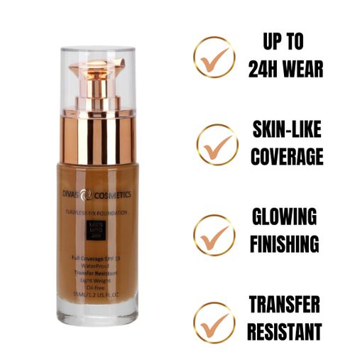 product_image_name-Divas cosmetics-Flawless Fix Foundation SPF 15 ~ 24 HR Wear, 35 ml - Ruby-2