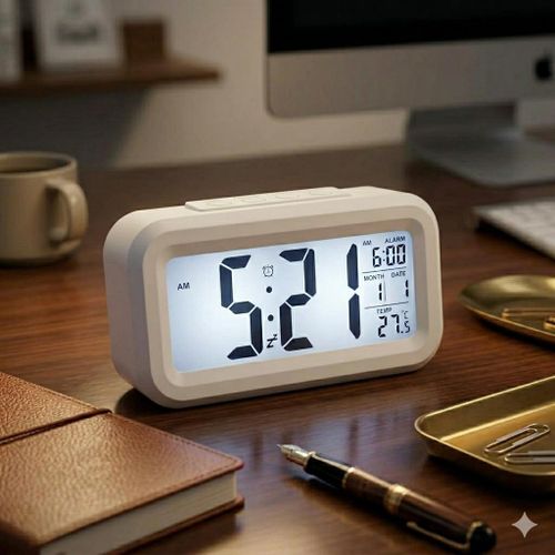 product_image_name-Lcd-Smart Modern LED Digital Mirror Alarm Clock – Temperature Display, Snooze & Night Mode - White-1