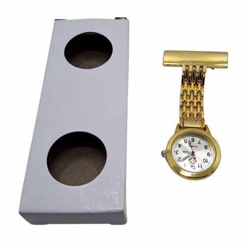 product_image_name-Generic-GOLD Metallic Nurse Fob Watch with Clip – Quartz Pocket Watch for Doctors, Paramedics, Lab Coats & Uniforms Stainless Steel Band-2