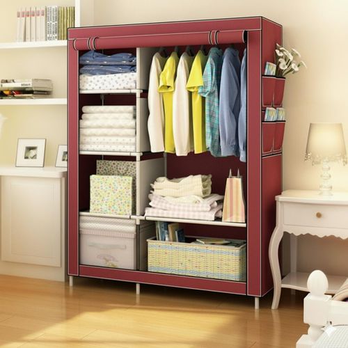 product_image_name-Lindy-Foldable Collapsible Closet Cabinet - Red-1