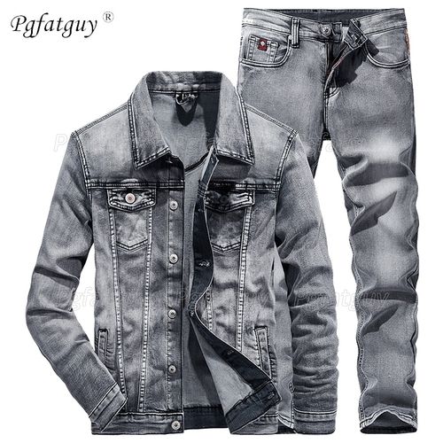 Mens denim 2 piece set new arrivals