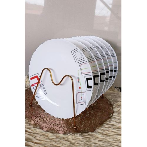 product_image_name-Generic-6PC 10.5" Black & Red Flowered Ceramic Plates – Elegant Dinnerware Set-1