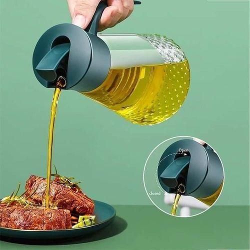 product_image_name-Generic-600ml Auto Flip Glass Oil Dispenser Bottle – Non-Drip Vinegar Cruet with Ergonomic Handle-2