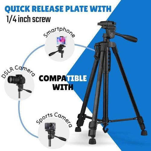 product_image_name-Generic-Tripod 3366 Portable Tripod Stand for Cameras, Phones, and Vloggers – Universal Mount Compatibility-3