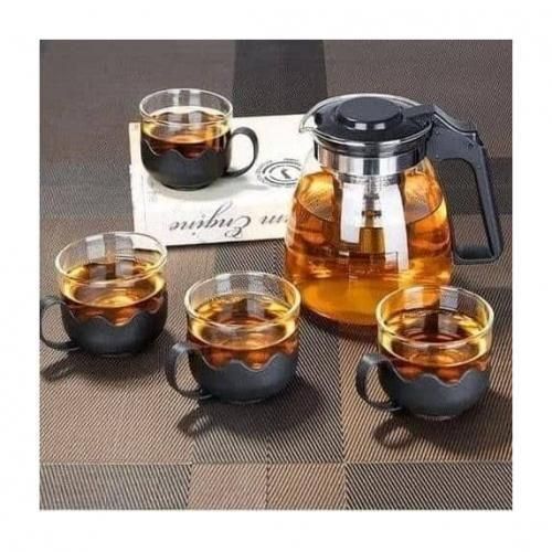 product_image_name-Generic-Heat resistant borosilicate glass 5in1 tea pot,5-in-1 Glass Tea Set, Heat-Resistant Teapot with Infuser & 4 Tea Cups, Modern Tea Pot Set for Loose Leaf & Bagged Tea,Modern Glass Tea Serveware,Transparent Tea Maker Set.-4