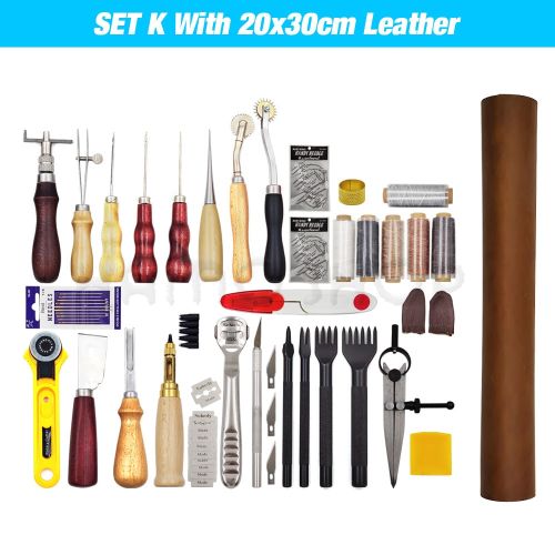 Generic Leathercraft Tools Kit Professional Hand Sewing Saddle Groover  Stitching Punch Carving Work Sets Tool For DIY Leather Accessory