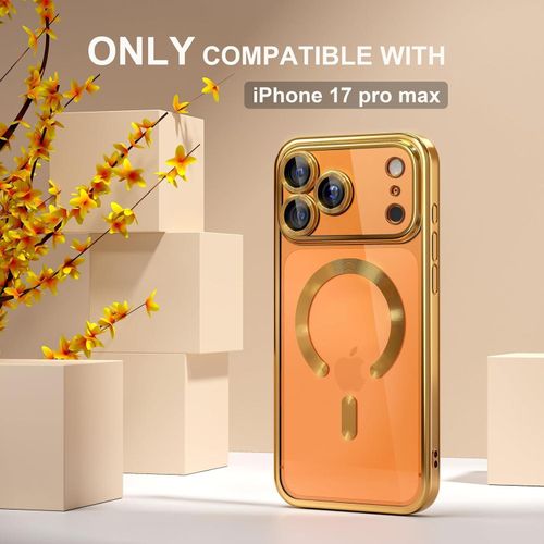 product_image_name-Generic-Electroplated Clear MagSafe Case with Camera Lens Protector for iPhone 17 Pro Max – GOLD-2