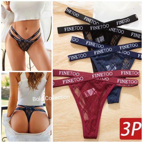 Fashion 6PCs Fine Too Pure Cotton Thong Panties Ladies Panty(Hips