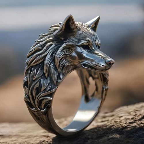 product_image_name-iyooyoo-Stainless Male Ring Wonderful Jewelry Vintage Wolf Head Ring for Men Bold Animal Design, Hip Hop Gothic Punk Style, Stainless Steel Statement Jewelry-4