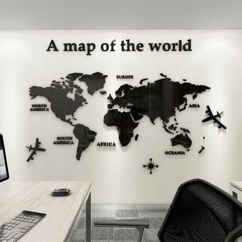 Generic Removable World Map Mirror Wall Sticker 3D Acrylic ...