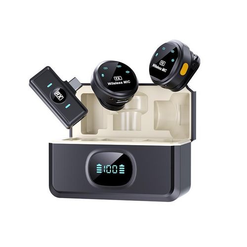 product_image_name-Generic-wireless microphone magnetic button wireless lavaliere microphone with digital display battery case for Android and iphone, type c and lighting compatible-4