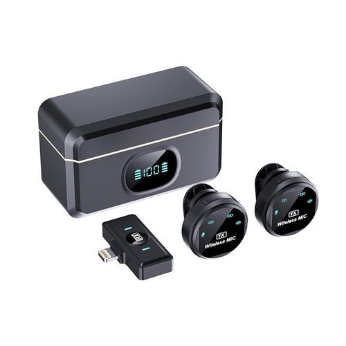 product_image_name-Generic-wireless microphone magnetic button wireless lavaliere microphone with digital display battery case for Android and iphone, type c and lighting compatible-5