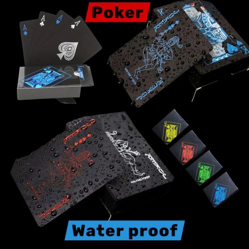 product_image_name-Generic-Playing Cards poker – Waterproof PVC, 54 Cards Set Waterproof Plastic Playing Cards Durable Poker Black-1