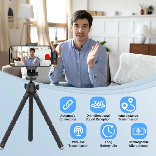 product_image_name-Generic-K15 Wireless Lavalier Microphone with Dual Mics and Triple Compatibility – AUX, Lightning, Type-C-2