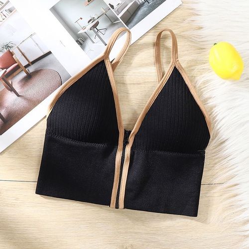 Fashion (black)Women's Bra New Front Zipper Bras Sports Tops Gym