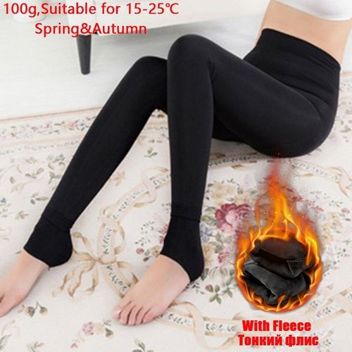 Generic Winter Velvet Faux Leather Leggings Women Thicken Plush Warm High Elastic  Skinny Pants Sexy Slim Black PU Thermal Tights Leggins(#High Waist3 Thick)  @ Best Price Online