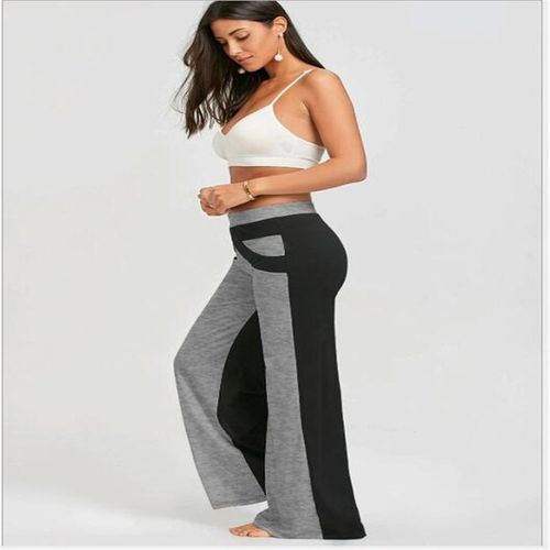 Fashion High Waist Flare Pants Women Office Ladies Elegant Long Pant Solid Wide  Leg Bell_Bottom Trousers Fitness Yoga Pants(#B Gray) @ Best Price Online