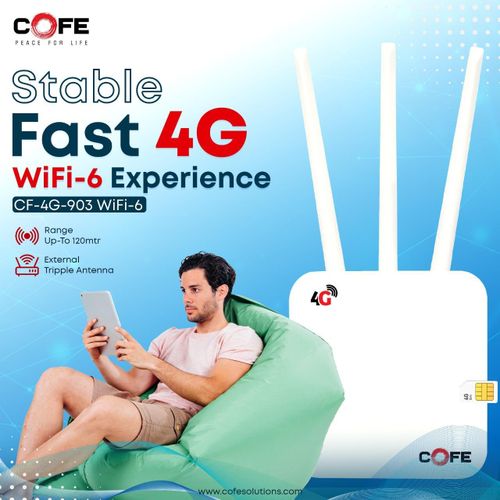 COFE 4G SIM WiFi 6 Router LAN Port + WiFi-6 Triple External Antenna Up ...