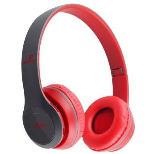 product_image_name-Generic-P47 Bluetooth Headphone, Wireless With Mem Card Slot-RED-1