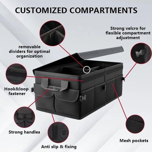 product_image_name-Generic-Foldable Premium Car Trunk Boot Organizer With Lid, Partitions & Handles-4