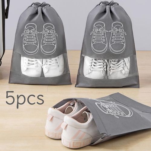 5pcs Shoes Storage Bag Closet Organizer Non-woven Travel Portable Bag  Waterproof Pocket Clothing Classified Hanging Bag