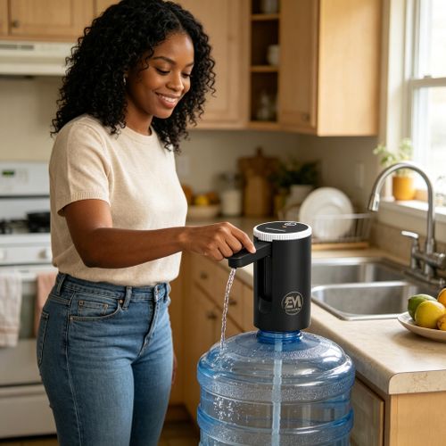 Em Electric Portable Water Dispenser Pump - USB Rechargeable, 8x8x15cm, ABS Plastic, white AWDP03