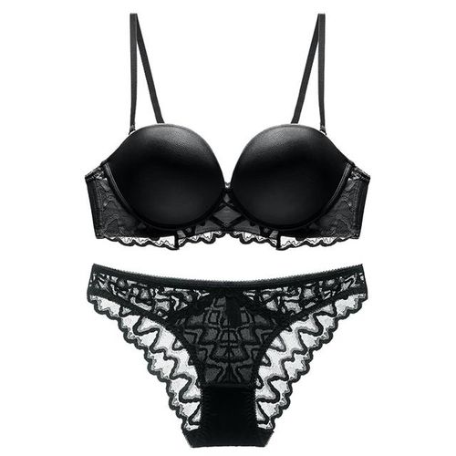 Strapless Lace Embroidery Anti-slip Push-up Half Cup Bra