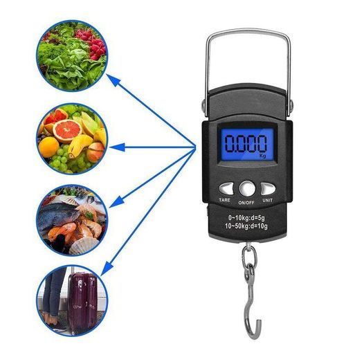 Fishfun Portable Electronic Balance Digital Fishing Scale Hook Hanging with Tape Measure, 110lb/50kg, 3 AAA Batteries Included