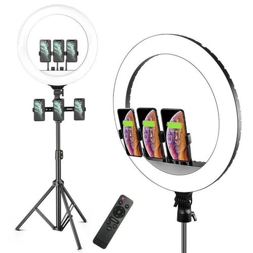 product_image_name-Generic-Dimmable 14” LED Selfie Ring Light with Tripod Stand, Bluetooth Remote & 3 Color Modes for Video Recording-2