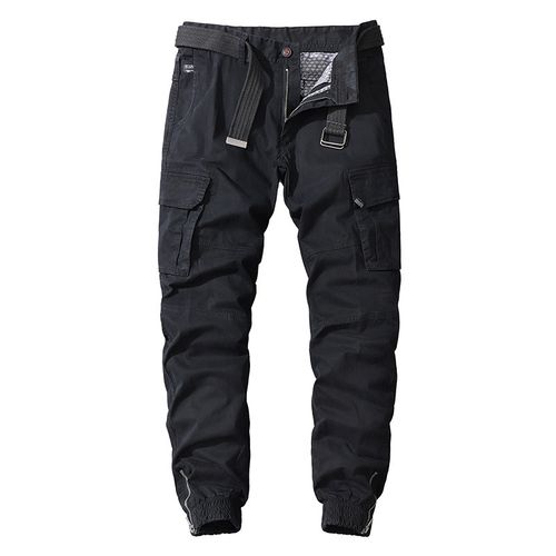 Fashion (KBD3826Black)Men Casual Cotton Cargo Pants Elastic Outdoor ...