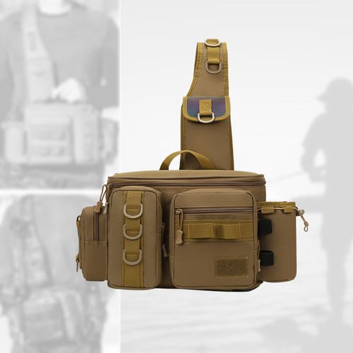 Generic Fishing Tackle Bag Rod Holder Carry Case Bag Chest Pack L Size  Khaki @ Best Price Online