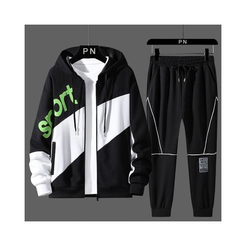 Men's Casual Tracksuit 2 Piece Hip Hop Trousers Jacket