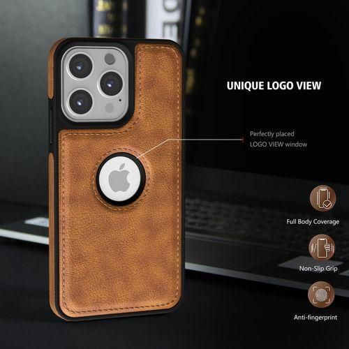 product_image_name-Generic-Brown Full Hard Case Classic Soft PU Leather Cover Case For IPhone 13 Pro-2