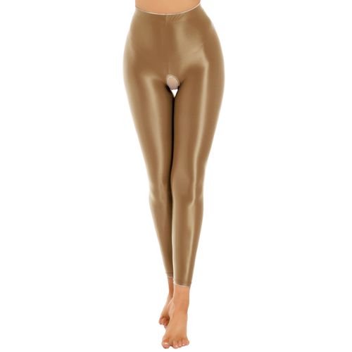 Fashion (Coffee)Women's Adults Glossy Oil Open Crotch Leggings Stretchy Cut  Out Butt Pencil Pants Erotic Elastic Waistband Skinny Pants DOU @ Best  Price Online