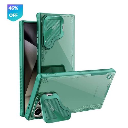 product_image_name-Nillkin-Samsung Galaxy S25 Ultra Iceblade Pro Magnetic Clear Cover with Green Edges, MagSafe Compatible Protection, Kickstand Protection, Airbag Corners Protection, and Aluminium Camera Protector-2