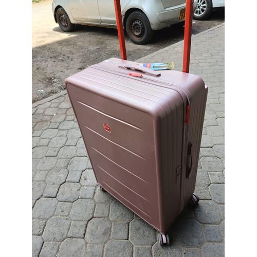 product_image_name-Fashion-Medium Executive Luggage Big Handle PP Rubber Suitcase Lightweight Scratch Resistant Spinner Travel Bag with TSA Lock Nude Colour-4