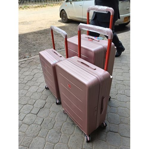 product_image_name-Fashion-Medium Executive Luggage Big Handle PP Rubber Suitcase Lightweight Scratch Resistant Spinner Travel Bag with TSA Lock Nude Colour-5