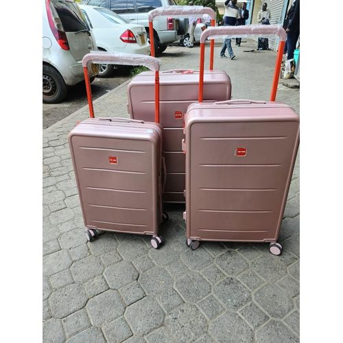product_image_name-Fashion-Medium Executive Luggage Big Handle PP Rubber Suitcase Lightweight Scratch Resistant Spinner Travel Bag with TSA Lock Nude Colour-6