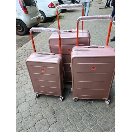 product_image_name-Fashion-Medium Executive Luggage Big Handle PP Rubber Suitcase Lightweight Scratch Resistant Spinner Travel Bag with TSA Lock Nude Colour-7