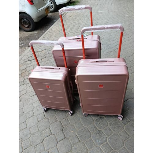 product_image_name-Fashion-Medium Executive Luggage Big Handle PP Rubber Suitcase Lightweight Scratch Resistant Spinner Travel Bag with TSA Lock Nude Colour-8