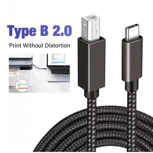 product_image_name-Generic-USB B to USB C printer cable, type C, braided wire-1