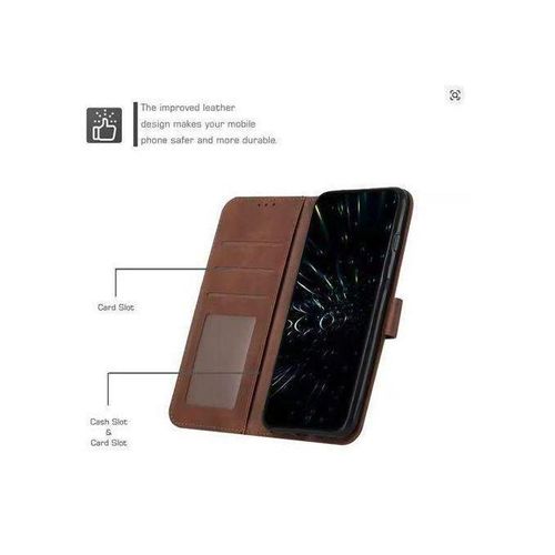 product_image_name-Generic-Richboss Premium Flip Wallet Leather Case for OPPO A16K Stylish Book Cover with Card Slots and Full Protective Design - Royal Brown Leather-2