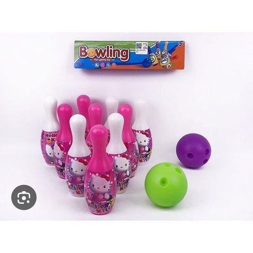 product_image_name-Generic-Hello kitty Bowling Set Indoor & Outdoor Fun Game, Hello Kitty Bowling Set. Very cute bowling set for kids, plastic kids bowling set. Cartoon Bowling PlaySet for Kids.-3