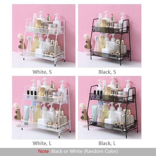 Black L 2-tier Countertop Shelf Kitchen Spice Rack Organizer Detachable  Iron Storage Shelf For Bathroom Small Storage Rack Makeup Fruits Snacks  Basket