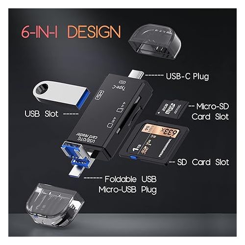 product_image_name-Generic-6-in-1 USB 2.0 Type C Card Reader -Computer Accessories -Black-4