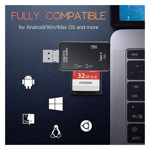 product_image_name-Generic-6-in-1 USB 2.0 Type C Card Reader -Computer Accessories -Black-8