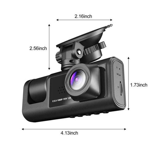 HD 1080P Dual Lens Dash Cam – Front/Rear/Inside Video Recorder with G-Sensor