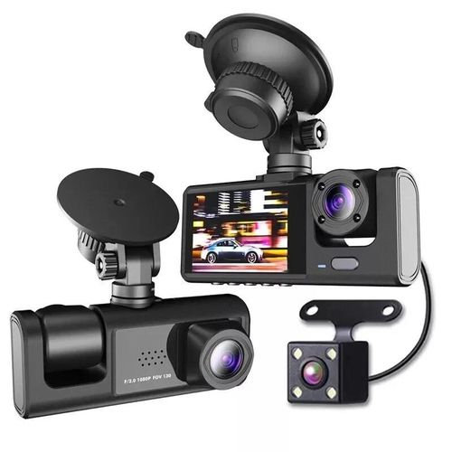 HD 1080P Dual Lens Dash Cam – Front/Rear/Inside Video Recorder with G-Sensor